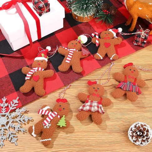 Sumind 6 Pieces Gingerbread Man Ornaments for Christmas Tree Decorations Gingerbread Figurines Ornaments for Christmas Tree Hanging Decorations, 4.3Inch in Saudi Arabia