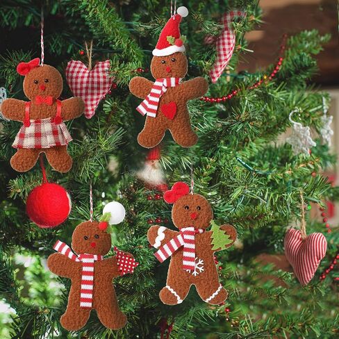 Sumind 6 Pieces Gingerbread Man Ornaments for Christmas Tree Decorations Gingerbread Figurines Ornaments for Christmas Tree Hanging Decorations, 4.3Inch in Saudi Arabia