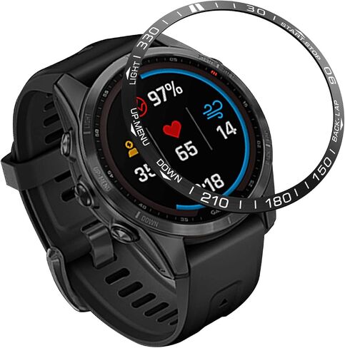 متوافق مع حلقة إطار ساعة Garmin Fenix ​​7S، غطاء لاصق بحلقة من الفولاذ المقاوم للصدأ مضاد للخدش وواقي من الاصطدام لملحقات ساعة Garmin Fenix ​​7S Sapphire الشمسية (أسود) in Saudi Arabia