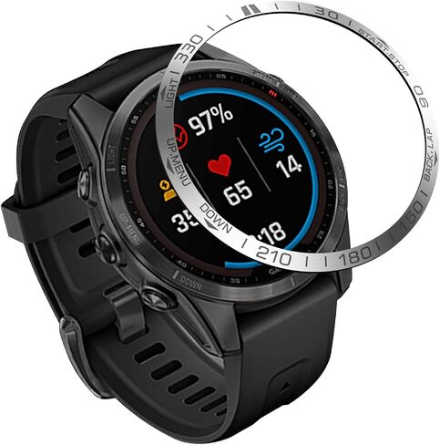 متوافق مع حلقة إطار ساعة Garmin Fenix ​​7S، غطاء لاصق بحلقة من الفولاذ المقاوم للصدأ مضاد للخدش وواقي من الاصطدام لملحقات ساعة Garmin Fenix ​​7S Sapphire الشمسية (أسود) in Saudi Arabia