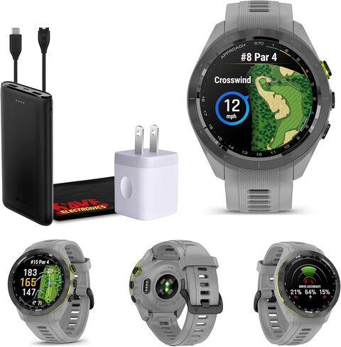 Garmin Approach S70 42MM GPS Golf Fitness Tracker Premium Smartwatch for Men, Lightweight 1.2" Touchscreen AMOLED Display and 42000 Preloaded Courses -Gray- Garmin Watches for Men in Saudi Arabia