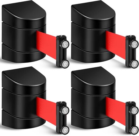 4 Pack 16.4 ft Magnetic Wall Mount Retractable Belt Magnetic Crowd Control Wall Barrier, Safety Retractable Barrier with ABS Case, Safety Barrier for Grocery Retail Store (Red Rope) in Saudi Arabia