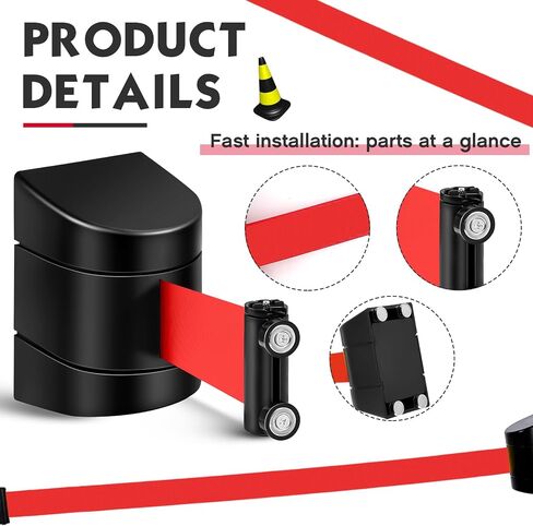 4 Pack 16.4 ft Magnetic Wall Mount Retractable Belt Magnetic Crowd Control Wall Barrier, Safety Retractable Barrier with ABS Case, Safety Barrier for Grocery Retail Store (Red Rope) in Saudi Arabia