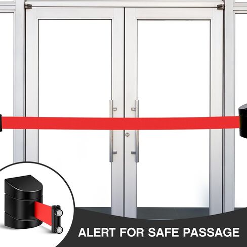 4 Pack 16.4 ft Magnetic Wall Mount Retractable Belt Magnetic Crowd Control Wall Barrier, Safety Retractable Barrier with ABS Case, Safety Barrier for Grocery Retail Store (Red Rope) in Saudi Arabia