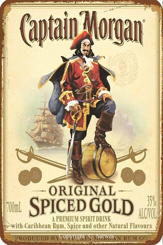 Sarwes Captain Morgan Vintage Metal Tin Sign Funny Poster for Home Bar People Cave Wall Decor Creative Gift 8x12 Inch in Saudi Arabia