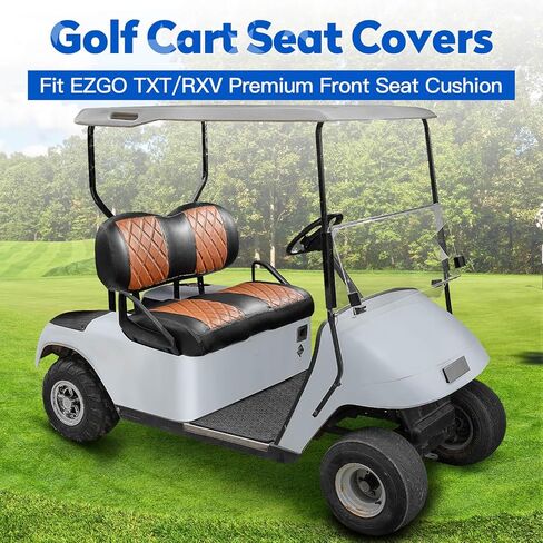 أغطية مقاعد NOKINS لعربة الجولف الماسية تناسب EZGO TXT RXV Freedom Liberty Express وسادة مقعد أمامية ممتازة، بدون دباسة، فينيل ممتاز، أغطية مقاعد أمامية بديلة قابلة للتنفس لعربة الجولف in Kuwait