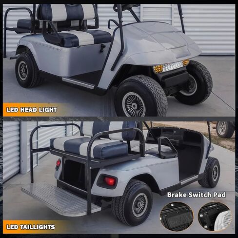 لـ 1996-2013 E-Z-GO TXT Golf Cart LED مجموعة المصابيح الأمامية ومجموعة مصابيح الذيل مع إشارة الانعطاف، القرن، لوحة تبديل الفرامل، مفتاح تسخير الأسلاك، مجموعة المصابيح الأمامية الجاهزة للشارع 12 فولت لـ EZGO TXT in Kuwait