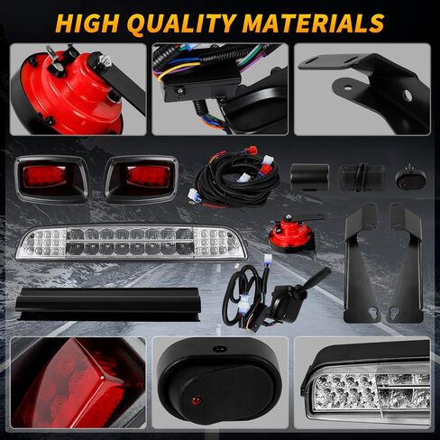 لـ 1996-2013 E-Z-GO TXT Golf Cart LED مجموعة المصابيح الأمامية ومجموعة مصابيح الذيل مع إشارة الانعطاف، القرن، لوحة تبديل الفرامل، مفتاح تسخير الأسلاك، مجموعة المصابيح الأمامية الجاهزة للشارع 12 فولت لـ EZGO TXT in Kuwait