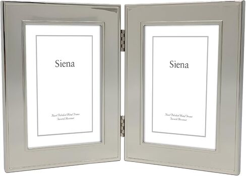 Siena Flat Double Border Plain Silver Picture Frame, Tarnish Resistant Finish, Perfect Photo Frame for any End Table, Credenza, Shelf, or Nightstand, Silver 5x7 in Saudi Arabia