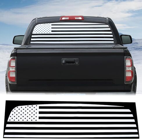 Rear Back Window American Flag Window Decal Sticker Fit for Toyota Tundra 2007-2021 Aunginsy Rear Back Window Decal American Flag Vinyl Sticker Matte Black Exterior Decal Decorative DIY Accessories in Saudi Arabia