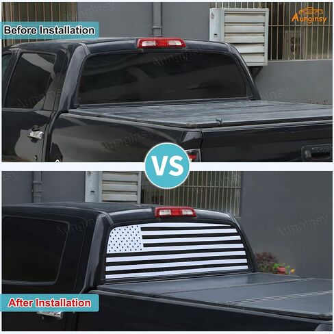 Rear Back Window American Flag Window Decal Sticker Fit for Toyota Tundra 2007-2021 Aunginsy Rear Back Window Decal American Flag Vinyl Sticker Matte Black Exterior Decal Decorative DIY Accessories in Saudi Arabia