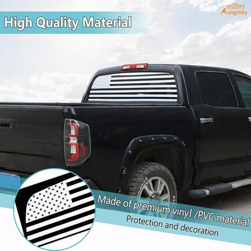 Rear Back Window American Flag Window Decal Sticker Fit for Toyota Tundra 2007-2021 Aunginsy Rear Back Window Decal American Flag Vinyl Sticker Matte Black Exterior Decal Decorative DIY Accessories in Saudi Arabia