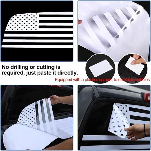 Rear Back Window American Flag Window Decal Sticker Fit for Toyota Tundra 2007-2021 Aunginsy Rear Back Window Decal American Flag Vinyl Sticker Matte Black Exterior Decal Decorative DIY Accessories in Saudi Arabia