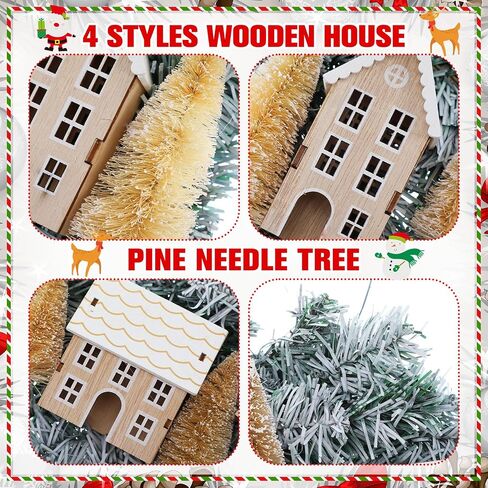 Christmas Wreaths for Front Door Xmas Village Wreath Christmas Village Accessories Outside Christmas Wreaths for House Mini Craft Wreaths Winter for Windows, Walls, Xmas Decorations, 20 Inch in Saudi Arabia