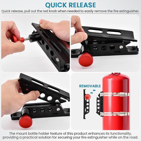 Quick Release Fire Extinguisher Mount, Adjustable Car Fire Extinguisher Mount Bracket Aluminum, for Vehicle Utv Truck Ranger Cam-Am X3 in Saudi Arabia