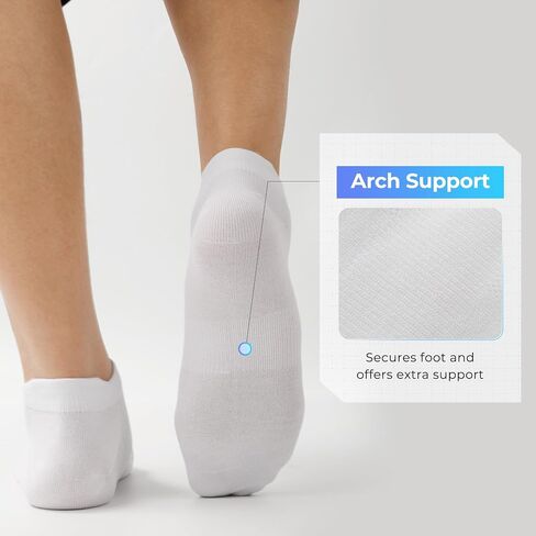 BAMBOO COOL Men's Ankle Socks Athletic Low Cut Heel Tab Cushioned Moisture Wicking, Running Arch Support Breathable, 8 Pack in Kuwait