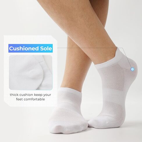 BAMBOO COOL Men's Ankle Socks Athletic Low Cut Heel Tab Cushioned Moisture Wicking, Running Arch Support Breathable, 8 Pack in Kuwait