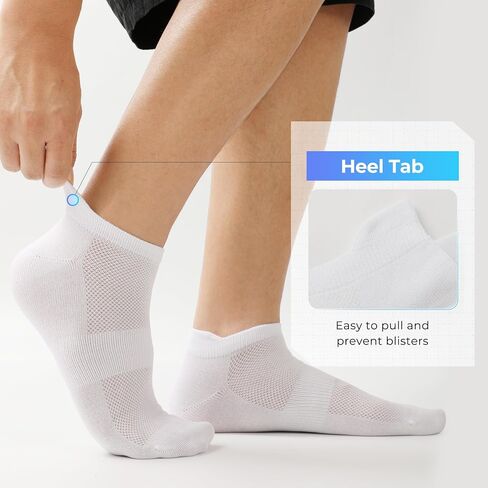 BAMBOO COOL Men's Ankle Socks Athletic Low Cut Heel Tab Cushioned Moisture Wicking, Running Arch Support Breathable, 8 Pack in Kuwait