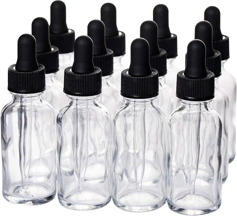 30ml (1oz) Clear Boston Round Bottle with Glass Eye Dropper, Pack of 12 in Saudi Arabia