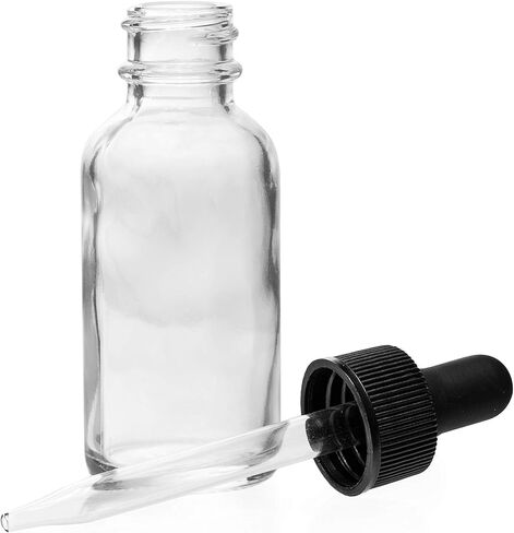 30ml (1oz) Clear Boston Round Bottle with Glass Eye Dropper, Pack of 12 in Saudi Arabia
