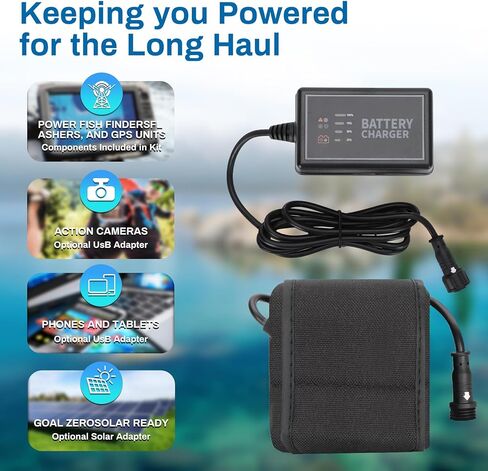 مجموعة طاقة البطارية بقدرة 20 أمبير في الساعة، حزمة بطارية ليثيوم أيون محمولة مقاومة للماء ومزودة بشاحن 110 فولت وملحقات توصيل الجهاز (PPK-20Ah) | ملحقات صيد الكاياك in Kuwait