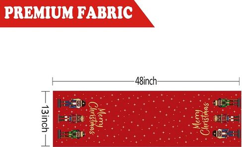 Merry Christmas Table Runner Nutcracker Stars Red Burlap Runner Seasonal Winter Xmas Home Party Kitchen Dining Table Decoration 13x72 Inch in Kuwait