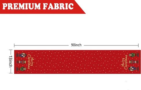 Merry Christmas Table Runner Nutcracker Stars Red Burlap Runner Seasonal Winter Xmas Home Party Kitchen Dining Table Decoration 13x72 Inch in Kuwait