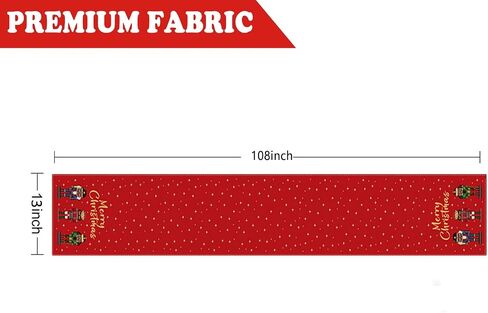 Merry Christmas Table Runner Nutcracker Stars Red Burlap Runner Seasonal Winter Xmas Home Party Kitchen Dining Table Decoration 13x72 Inch in Kuwait