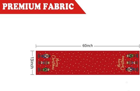 Merry Christmas Table Runner Nutcracker Stars Red Burlap Runner Seasonal Winter Xmas Home Party Kitchen Dining Table Decoration 13x72 Inch in Kuwait