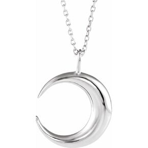 Sonia Jewels Crescent Moon Charm Pendant Chain Necklace Adjustable 16" to 18" (19mm x 15mm)