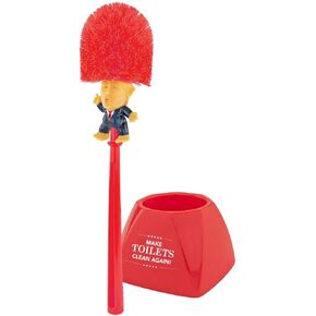 Fairly Odd Novelties Donald Trump Toilet Bowl Brush Make Toilets Clean Again Holder - Perfect Elephant Novelty Gag Political Gift, Red