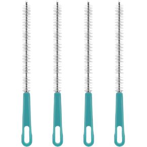 Heavy Duty Straw Cleaner Brush Set, 4 Pcs Extra Long Stainless Steel Brush 8 Inch Full Bristle Coverage Large Grip Handle Straw Cleaning Brush for Tumbler Sippy Cup and Bottle Tube