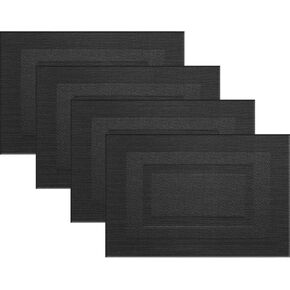 Vinyl Placemats Heat-Resistant Table Mats Washable Easy Clean Plastic Placemats for Dining Table Set of 4(Red)