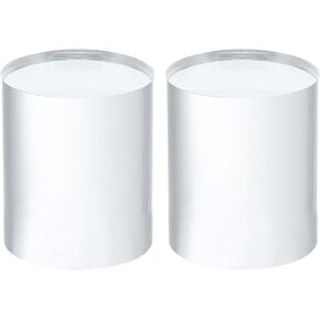 MECCANIXITY Acrylic Display Stand Base 2x3.15 Inch Solid Clear Cylinder Round Display Riser for Commercial or Home Displays Collectibles Jewelry Pack of 2