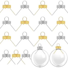 Round Christmas Ornament Cap Replacement Ornament Hangers Gold Christmas Ornament Cap Sliver Christmas Hangers Caps for Christmas Tree Ceramic Glass Porcelain Top Hanging Ornaments(50 Pieces) in Kuwait