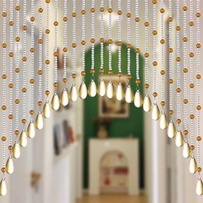 Crystal Glass Beaded Curtain 25 Strings Arched Door Beads Hanging String Curtain Window Valance for Doorway Room Divider Home Shop Hippie Y2K Decor, Amber