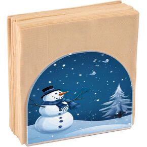 Blue Christmas Winter Snowman Napkin Holder for Table Freestanding Napkin Dispenser Napkin Holders for Paper Napkins Kitchen Acrylic Tissue Dispenser Holder for Countertop Party Home Wedding Decor