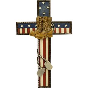 LL Home Military Boots Wall Cross