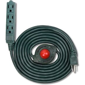 8 Feet 3 Grounded Outlets Extension Cord with Hand/Foot Switch and Light Indicator, 16/3, Green, UL Listed (1)