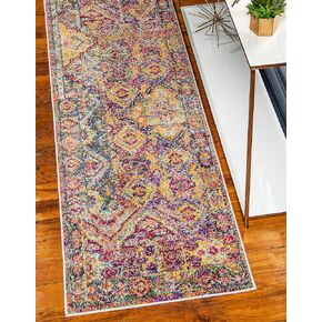 Unique Loom Monterey Collection Vintage Bohemian Inspired with Colorful Tribal Design Area Rug, 2 ft 2 in x 6 ft, Multi/Pink