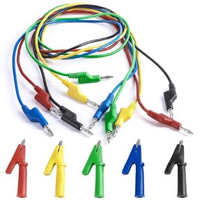 5PCS Stackable Banana to Banana Plug Test Leads 5PCS 5mm Socket Banana Jack Copper Alligator Clips, 3.3ft/1m 1000V 15A Copper Flexible Stackable Cable Line Wire