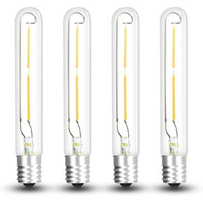 Bonlux LED T6.5 Exit Sign Clear Light Bulbs, 2W E17 Intermediate Base T6.5 LED Appliance Bulb (20W Incandescent Equivalent) for Refrigerator Freezer, Daylight 6000K (4-Pack)