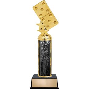 Customizable 11" Dominoes 10 Spots Black Star Trophy Award, Engrave Now