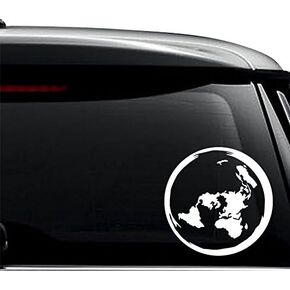 Planet Earth Flat Map Decal Sticker For Use On Laptop, Helmet, Car, Truck, Motorcycle, Windows, Bumper, Wall, and Decor Size- [6 inch] / [15 cm] Tall / Color- Gloss White