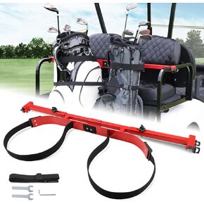 Universal Golf Cart Bag Holder Bracket, Adjustable No-Drilling Golf Cart Bag Holder Attachment Compatible with EZGO, Club Car, Yamaha, G29 - Fits Most 2+2 Seat Golf Carts