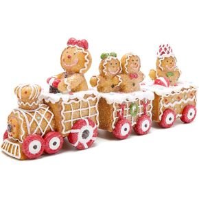 Hodao Christmas Decorations Indoor Home Decor Christmas Gingerbread Man Small Train Figurines Winter for Table Top Centerpiece Fireplace Decor Cute Gingerbread Man Train Decoration Gift