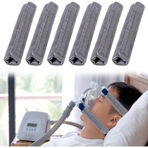 6 Packs Satin CPAP Strap Covers Soft, CPAP Mask Cushions, Breathable CPAP Strap Cushions, CPAP Hair Protector for Women and Man, Universal Silk CPAP Strap Covers for Reducing Red Marks (Grey)