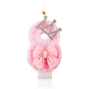 Number Candles, Pink Bowknot Candle Crown Candles for Girls Bow Number Toppers for Cake Birthday Party Wedding Anniversary (Number 1)