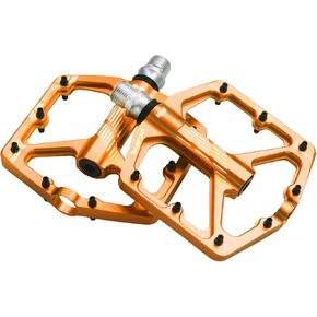 MTB Pedals Flat, Gravel Bike Pedals Flat, Light CNC Aluminum Alloy Platform Pedal w 3 Bearings Cr-Mo Spindle, Grippy Bicycle Pedals w 16pcs Pins, Mountain Bike Pedals Adult Child BMX Bike 9/16"