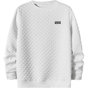SweatyRocks Men's Quilted Crewneck Sweatshirts Waffle Knit Casual Long Sleeve Pullover